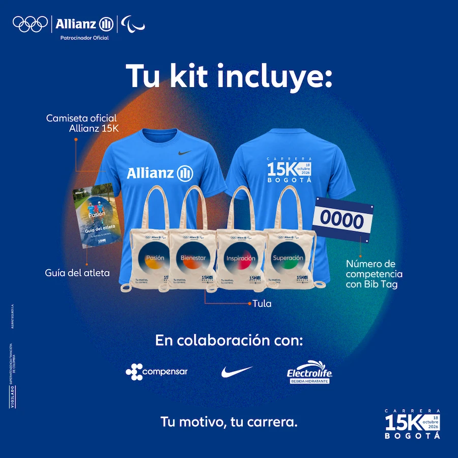Kit de participación carrera Allianz 15K Bogotá 2026